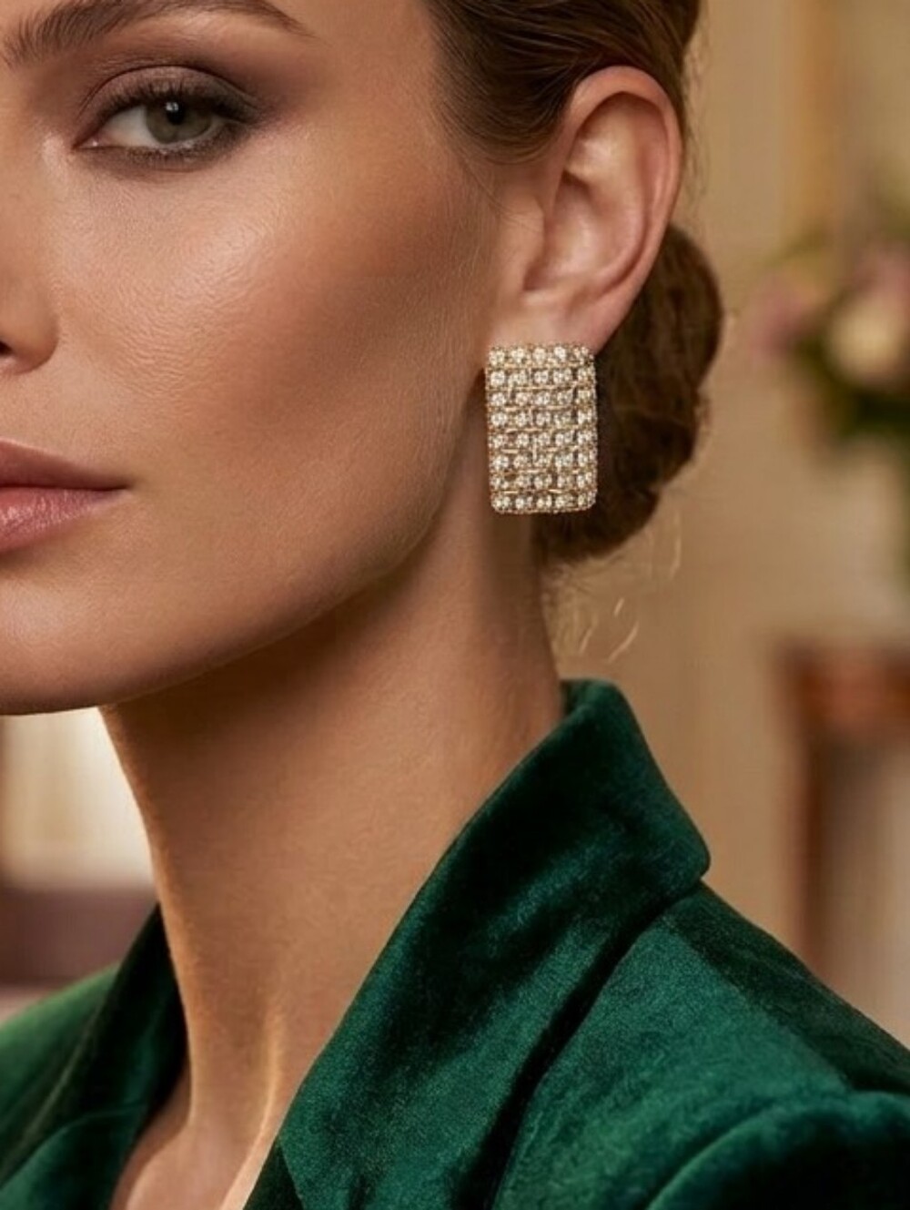 A New Day Gold Crystal Rectangular Statement Earrings - Women Jewelry